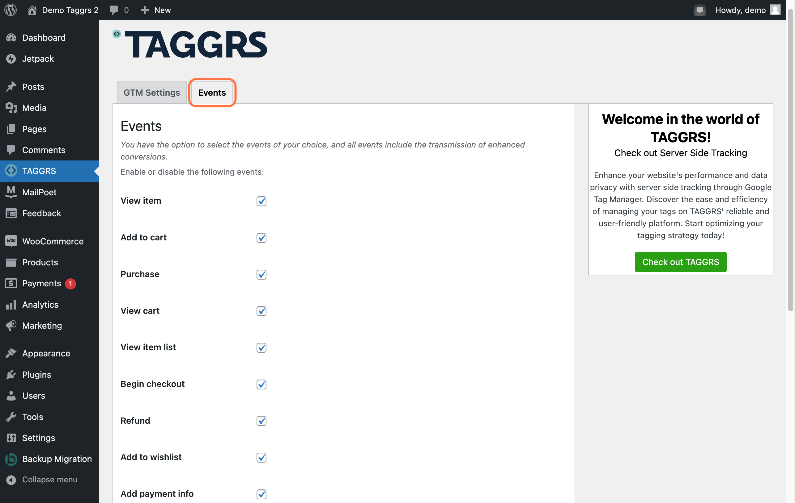select-events-taggrs-data-layer-plugin-woo-commerce