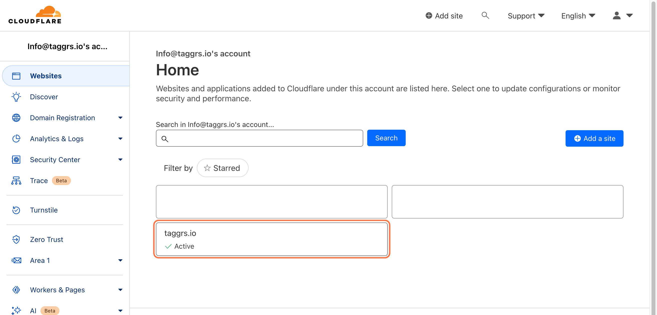 websites cloudflare dashboard