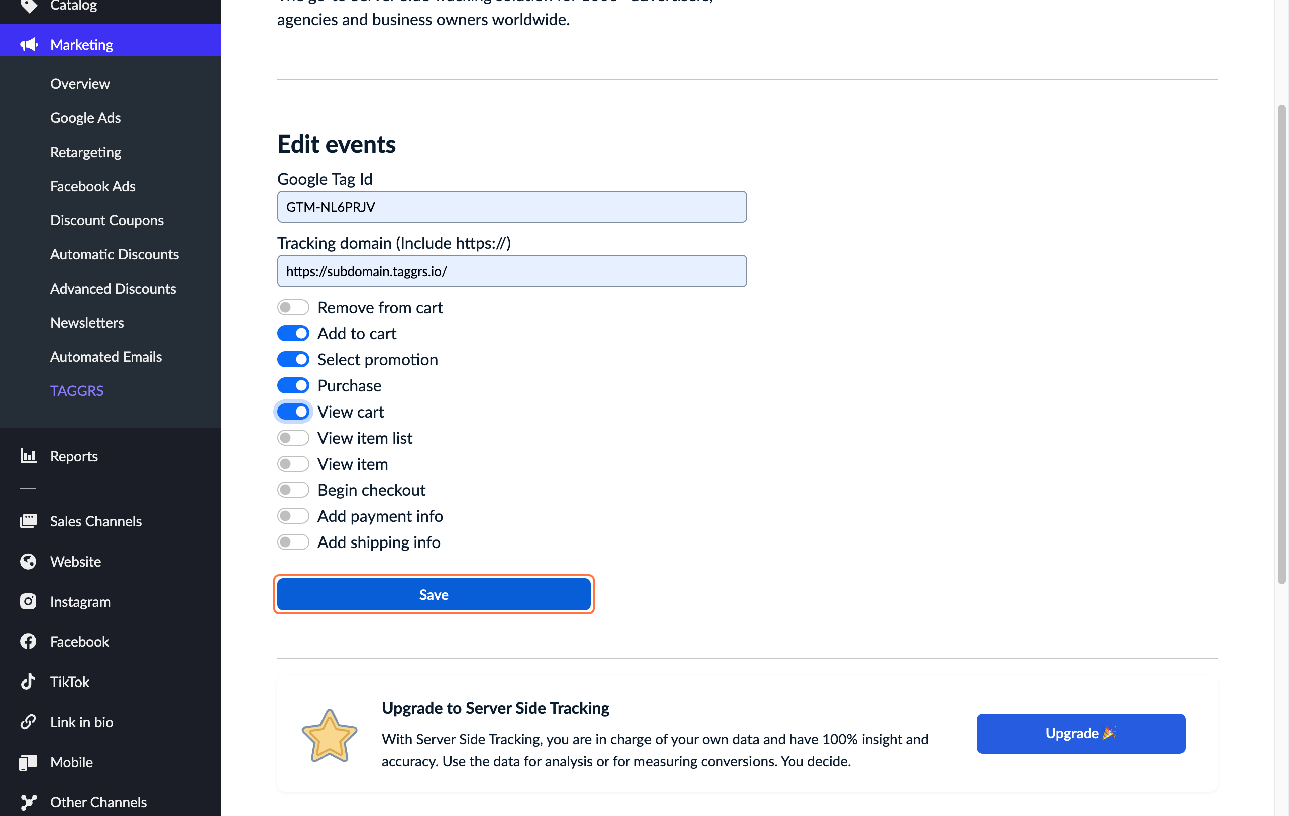 add events taggrs app ecwid