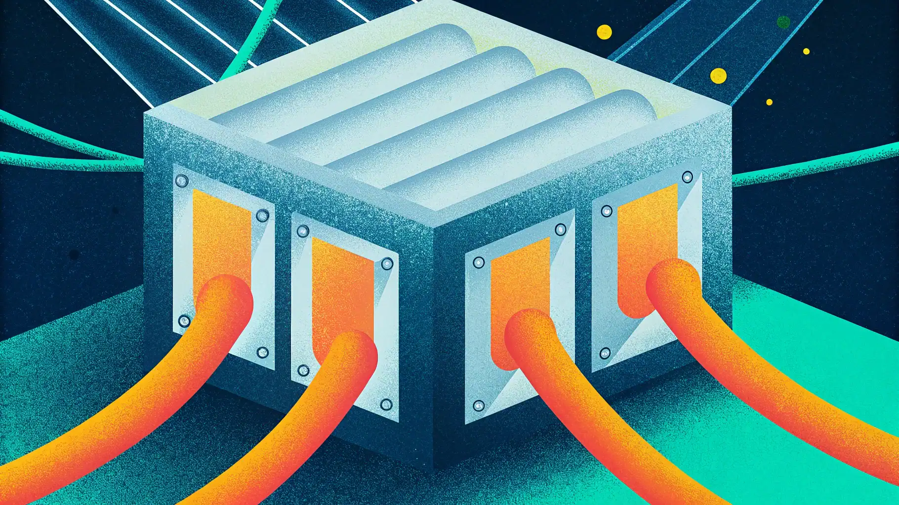 Abstract illustration of connected cables